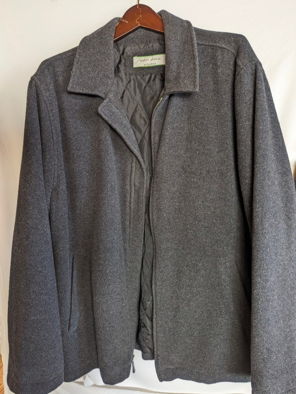 Men's Large Joseph Abboud Wool Insulated Charcoal Utility Jacket Business